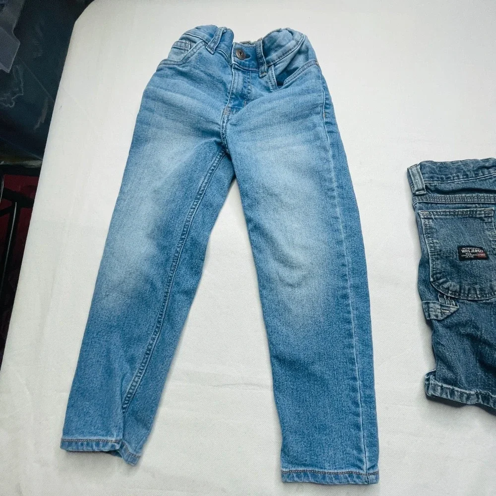 Wrangler Jeans & OshKosh Shorts Boys Kids Lot Size 5 6 Blue Denim Playwear Set